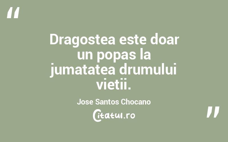 Dragostea este doar un popas la jumatatea drumului vietii. Jose Santos Chocano