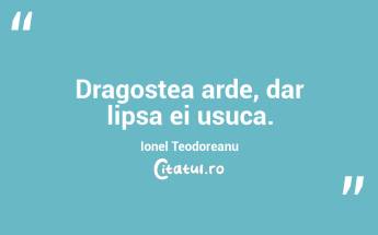 Dragostea arde, dar lipsa ei usuca. Ionel Teodoreanu...