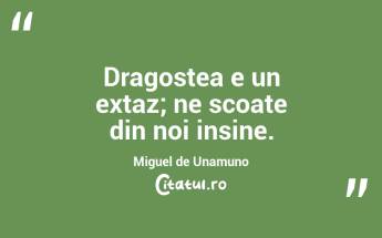 Dragostea e un extaz; ne scoate din noi insine. Miguel de Unamuno...