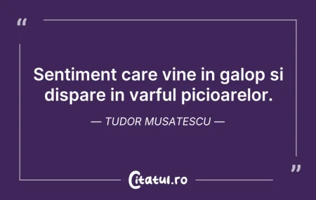 Citeste si: Sentiment care vine in galop si dispare ...