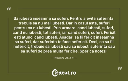 Sa iubesti inseamna sa suferi. Pentru a ...