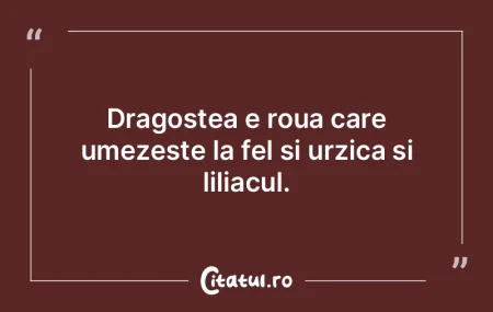 Dragostea e roua care umezeste la fel si...