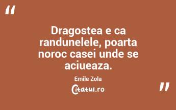 Dragostea e ca randunelele, poarta noroc casei unde se aciueaza. Emile Zola...