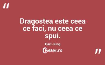 Dragostea este ceea ce faci, nu ceea ce spui. Carl Jung...