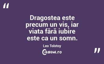 Dragostea este precum un vis, iar viața fără iubire este ca un somn. Leo Tolstoy...