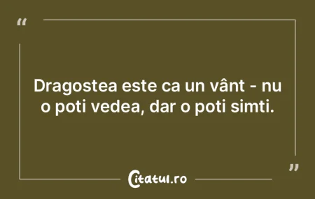 Dragostea este ca un vânt - nu o poți ...