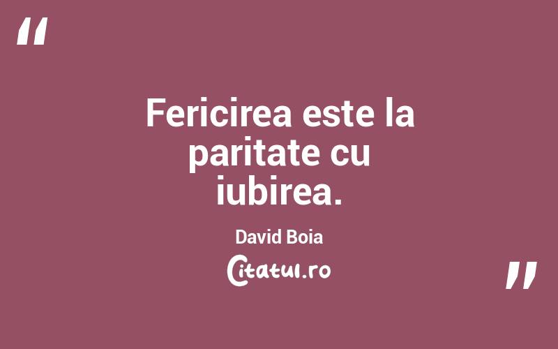 Fericirea este la paritate cu iubirea. David Boia