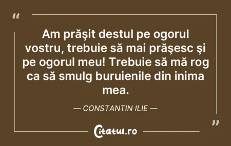 Am prăşit destul pe ogorul vostru, tre...