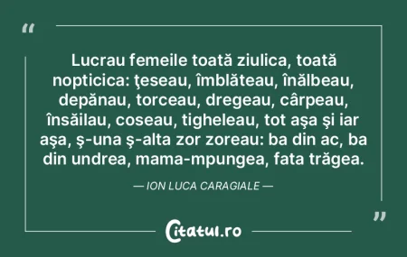 Lucrau femeile toată ziulica, toată no...