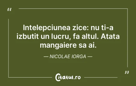 Intelepciunea zice: nu ti-a izbutit un l...