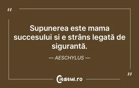 Supunerea este mama succesului și e str...
