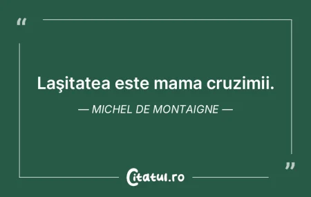 Laşitatea este mama cruzimii. Michel de...