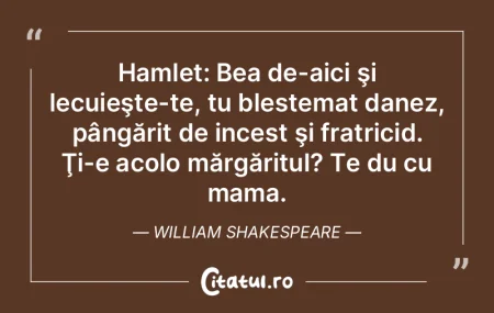 Hamlet: Bea de-aici şi lecuieşte-te, t...