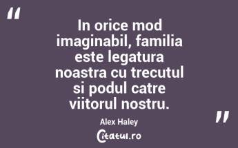 In orice mod imaginabil, familia este legatura noastra cu trecutul si podul catre viitorul nostru. Alex Haley...