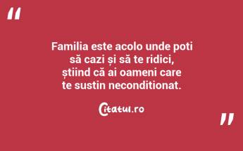 Familia este acolo unde poți să cazi și să te ridici, știind că ai oameni care te susțin necondiționat. ...