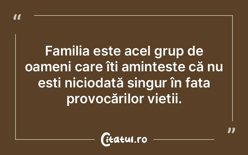 Familia este acel grup de oameni care îți amintește că nu ești niciodată singur în fața provocărilor vieții.