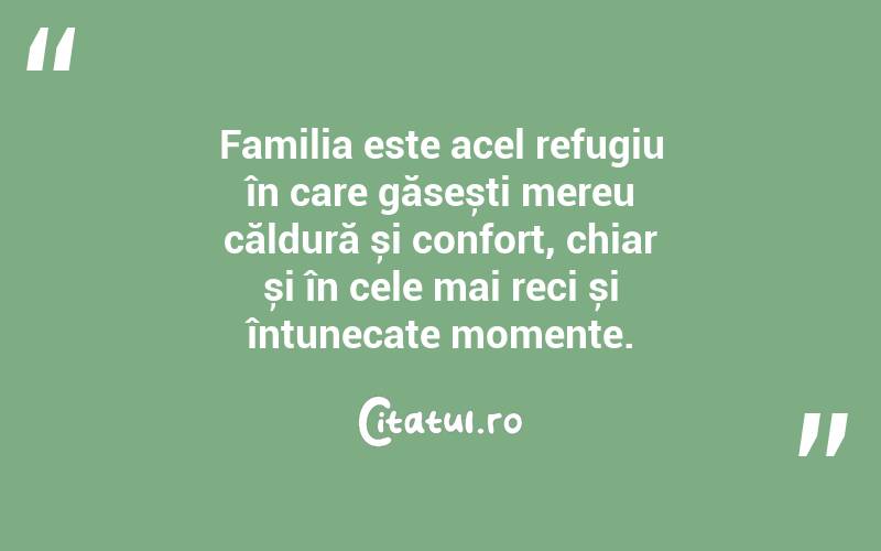 Familia este acel refugiu în care găsești mereu căldură și confort, chiar și în cele mai reci și întunecate momente. 