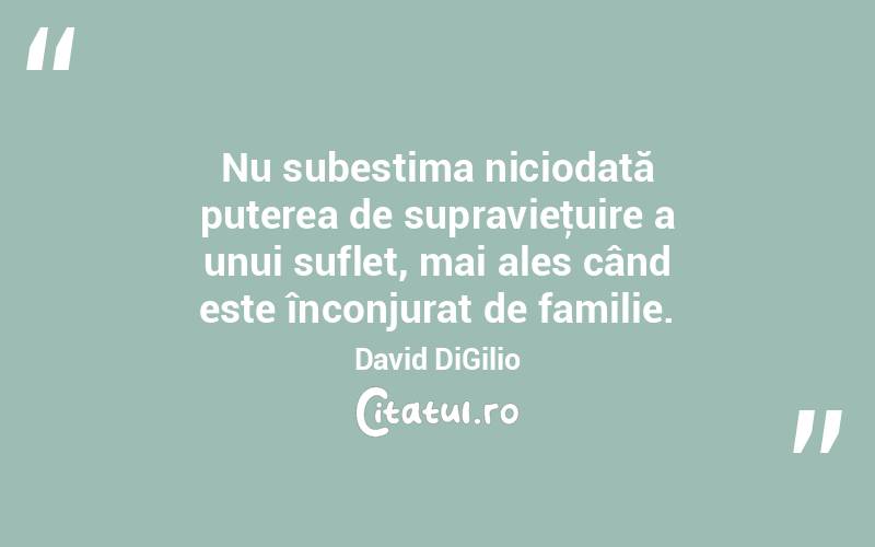 Nu subestima niciodată puterea de supravieţuire a unui suflet, mai ales când este înconjurat de familie. David DiGilio