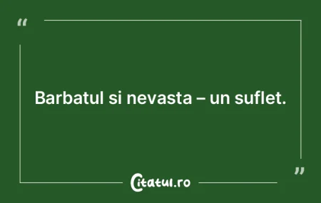 Barbatul si nevasta – un suflet.