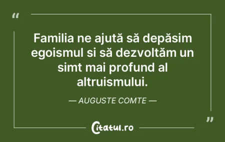 Familia ne ajută să depășim egoismul...