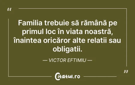 Familia trebuie să rămână pe primul ...