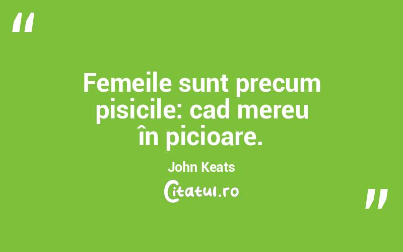 Femeile sunt precum pisicile: cad mereu în picioare. John Keats