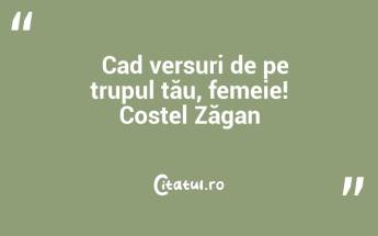   Cad versuri de pe trupul tău, femeie! Costel Zăgan...