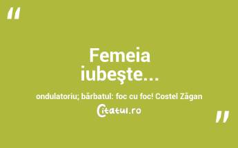  Femeia iubeşte... ondulatoriu; bărbatul: foc cu foc! Costel Zăgan...