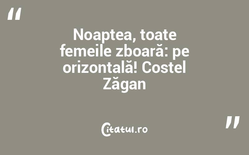 Noaptea, toate femeile zboară: pe orizontală! Costel Zăgan