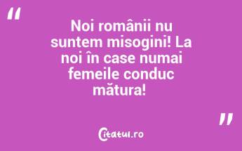 Noi românii nu suntem misogini! La noi în case numai femeile conduc mătura! ...