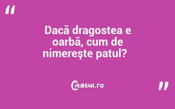 Dacă dragostea e oarbă, cum de nimereşte patul?  ...