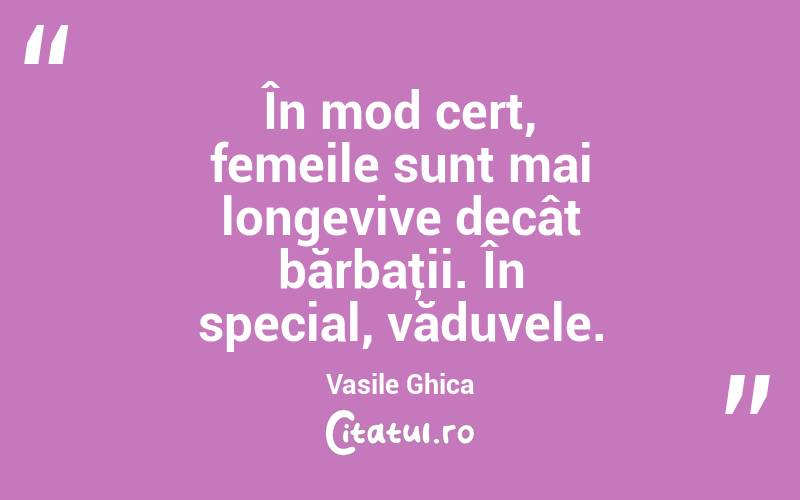 În mod cert, femeile sunt mai longevive decât bărbaţii. În special, văduvele. Vasile Ghica