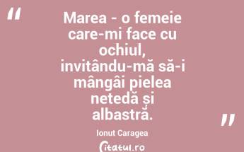 Marea - o femeie care-mi face cu ochiul, invitându-mă să-i mângâi pielea netedă și albastră. Ionuț Caragea...