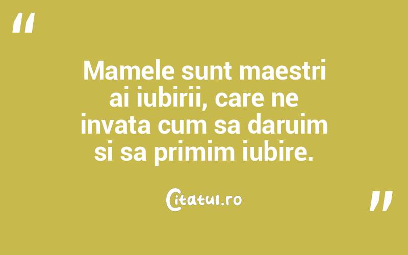 Mamele sunt maestri ai iubirii, care ne invata cum sa daruim si sa primim iubire.