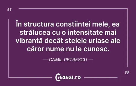 În structura conștiinței mele, ea str...