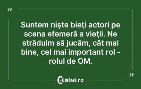 Suntem nişte bieţi actori pe scena efe...