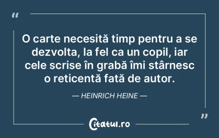 O carte necesită timp pentru a se dezvo...