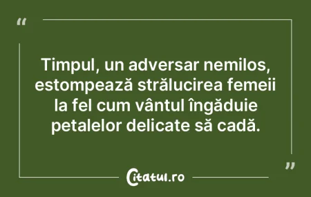 Timpul, un adversar nemilos, estompează...