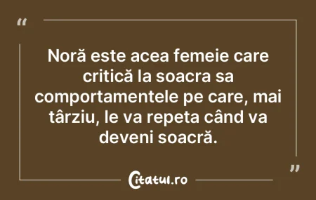 Noră este acea femeie care critică la ...