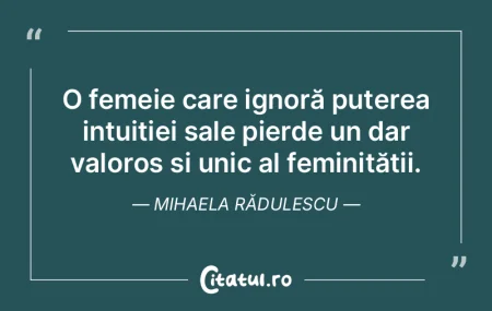 O femeie care ignoră puterea intuiției... O femeie care ignoră puterea intuiției...