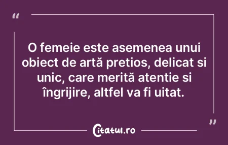 O femeie este asemenea unui obiect de ar...