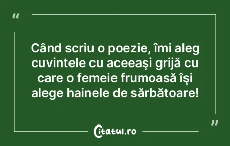 Când scriu o poezie, îmi aleg cuvintel...