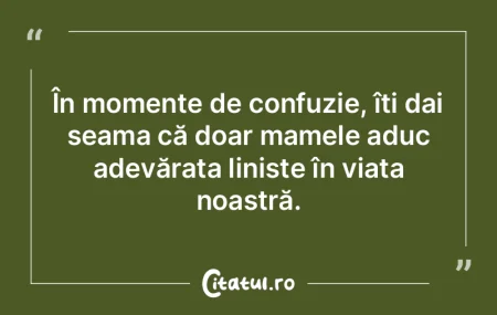 În momente de confuzie, îți dai seama...
