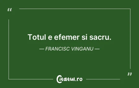 Totul e efemer si sacru. Francisc Vingan...