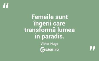 Femeile sunt îngerii care transformă lumea în paradis. Victor Hugo...