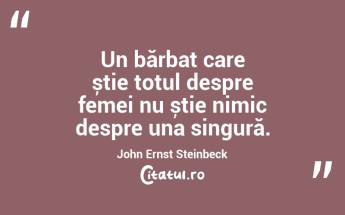 Un bărbat care știe totul despre femei nu știe nimic despre una singură. John Ernst Steinbeck...