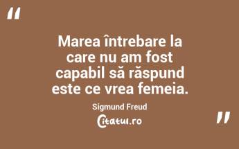 Marea întrebare la care nu am fost capabil să răspund este ce vrea femeia. Sigmund Freud...