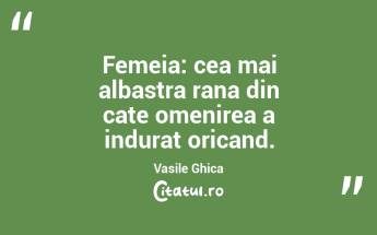 Femeia: cea mai albastra rana din cate omenirea a indurat oricand. Vasile Ghica...