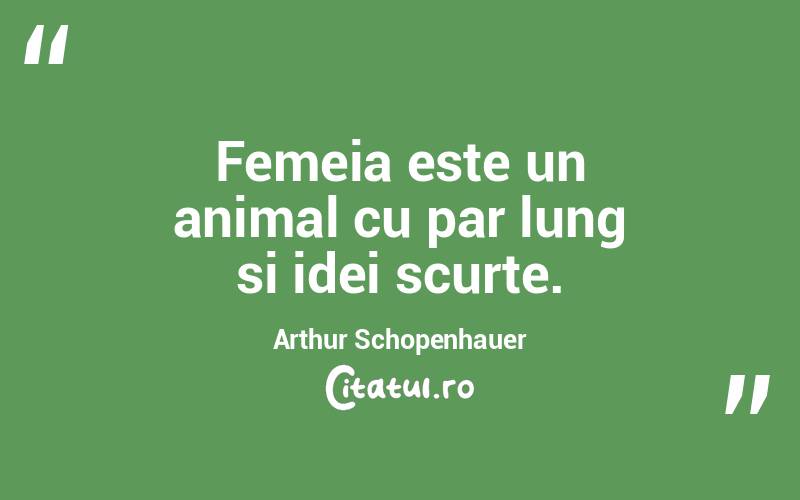 Femeia este un animal cu par lung si idei scurte. Arthur Schopenhauer