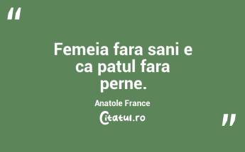 Femeia fara sani e ca patul fara perne. Anatole France...